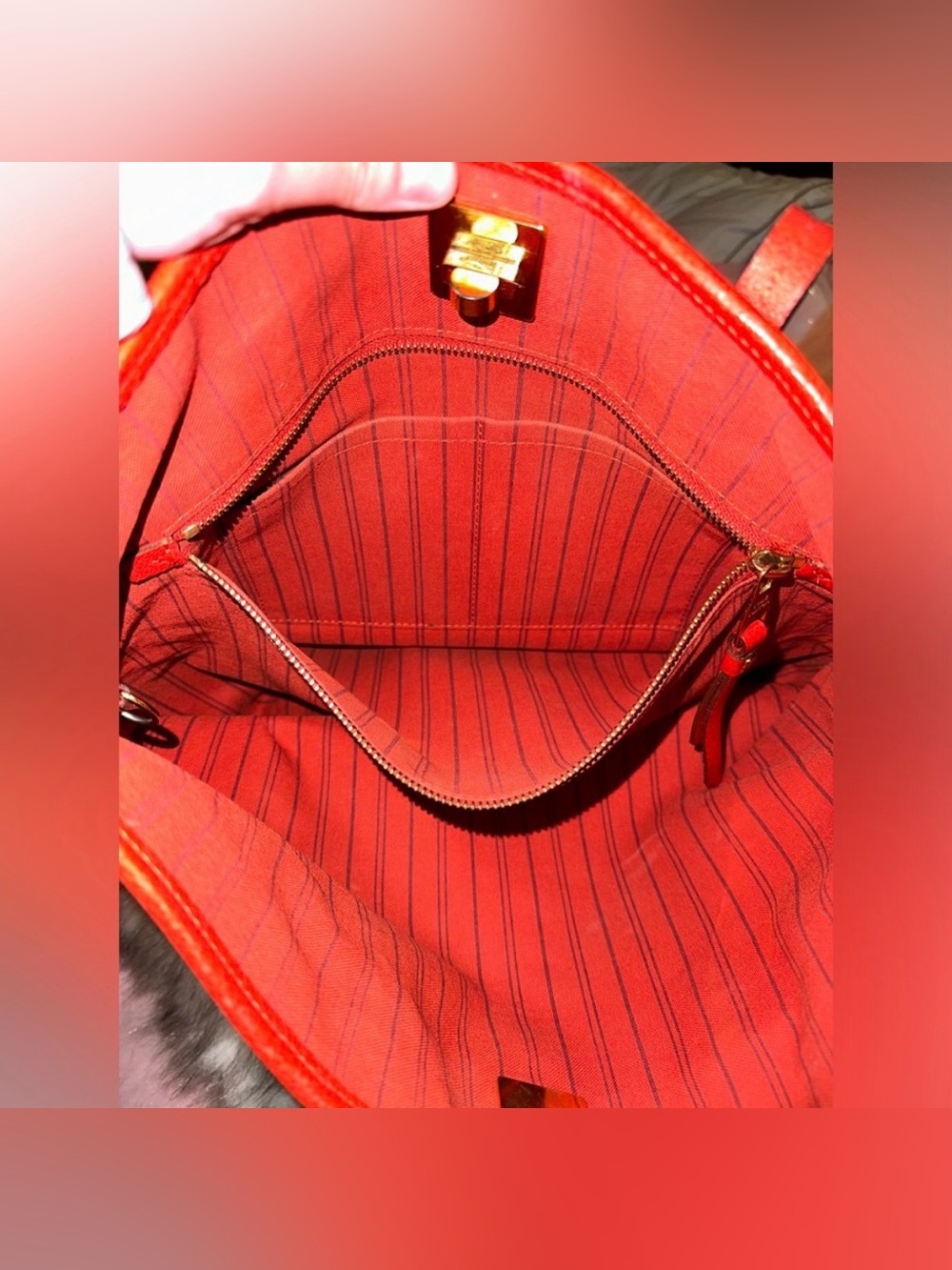 ❤️Authentic LOUIS VUITTON AH1142 Citadine PM Monogram Empreinte Tote Bag Red - Picture 15 of 16
